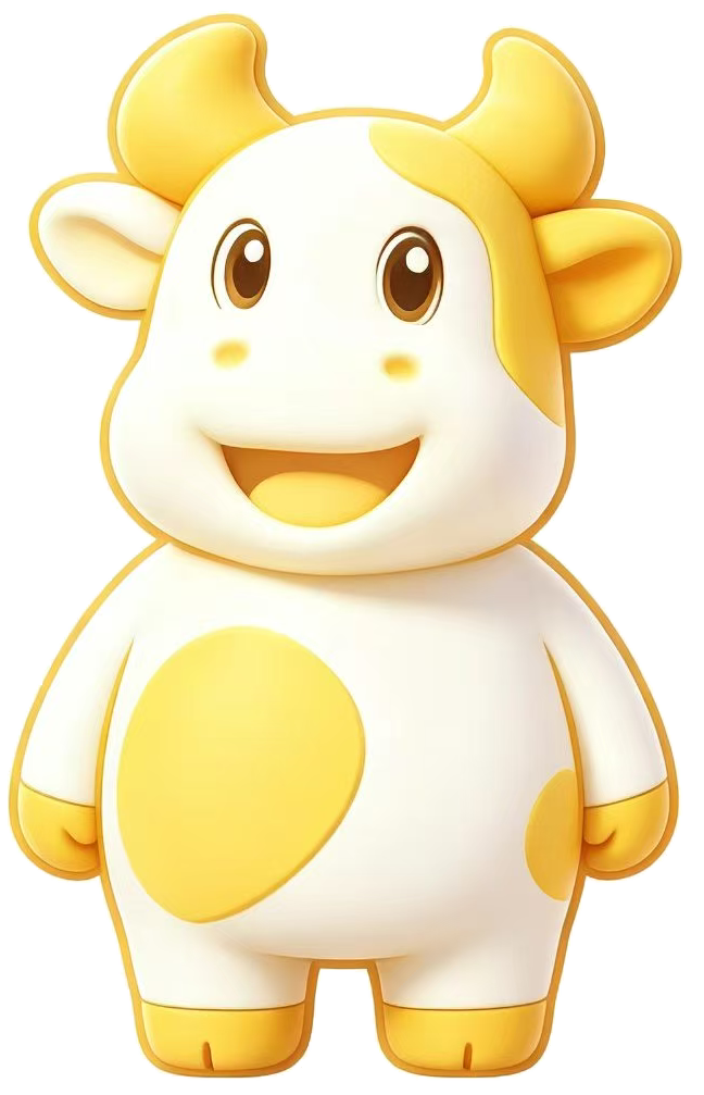 MouCard smiling yellow and white cow